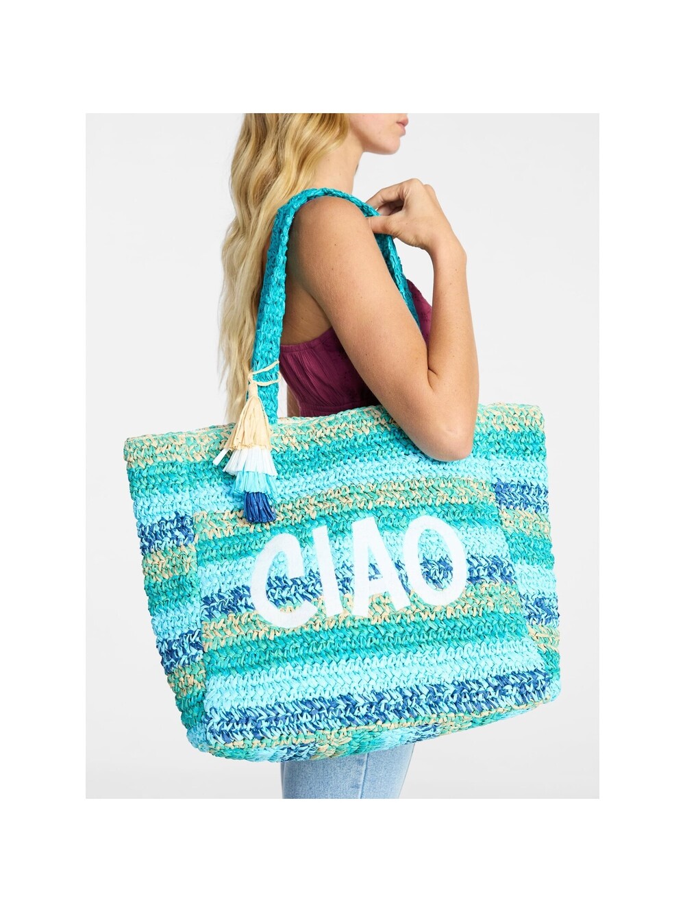 No Boundaries Women's Ciao Beach Tote Bag, Blue Ciao